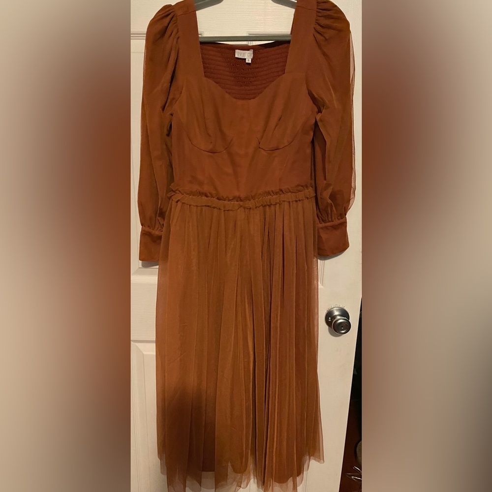Ivy City Co. Rust Florence Medium Midi Dress - Picture 2 of 12